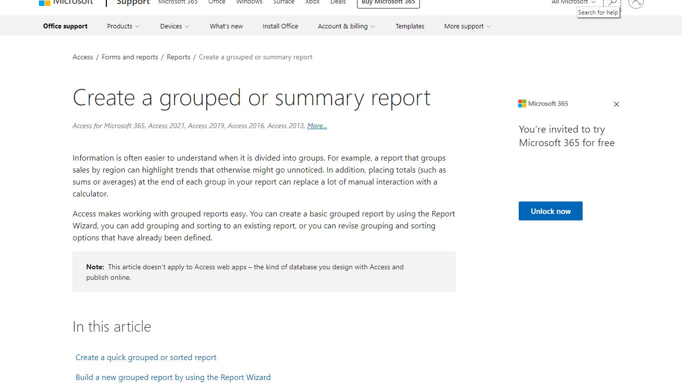 Create a grouped or summary report - support.microsoft.com